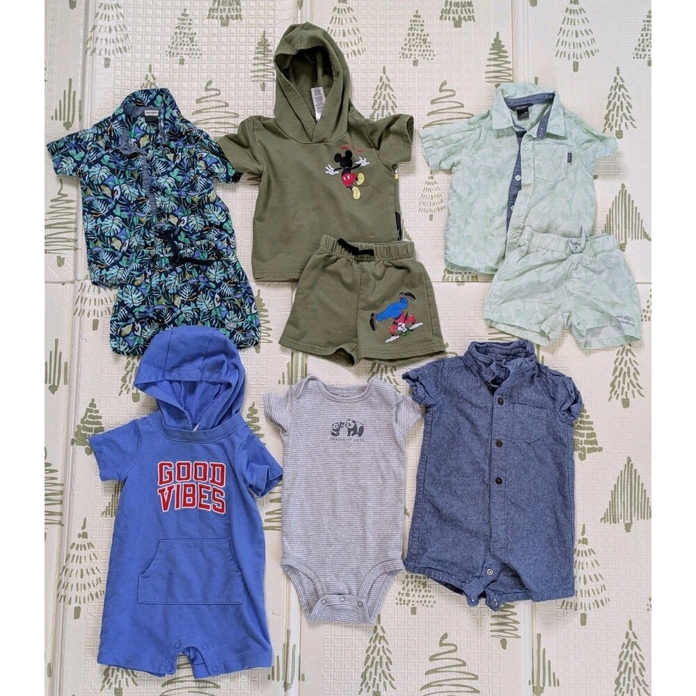 Baby Boy Clothes 12M Lot  9 Piece Carter's Eddie Bauer Romper Set 9